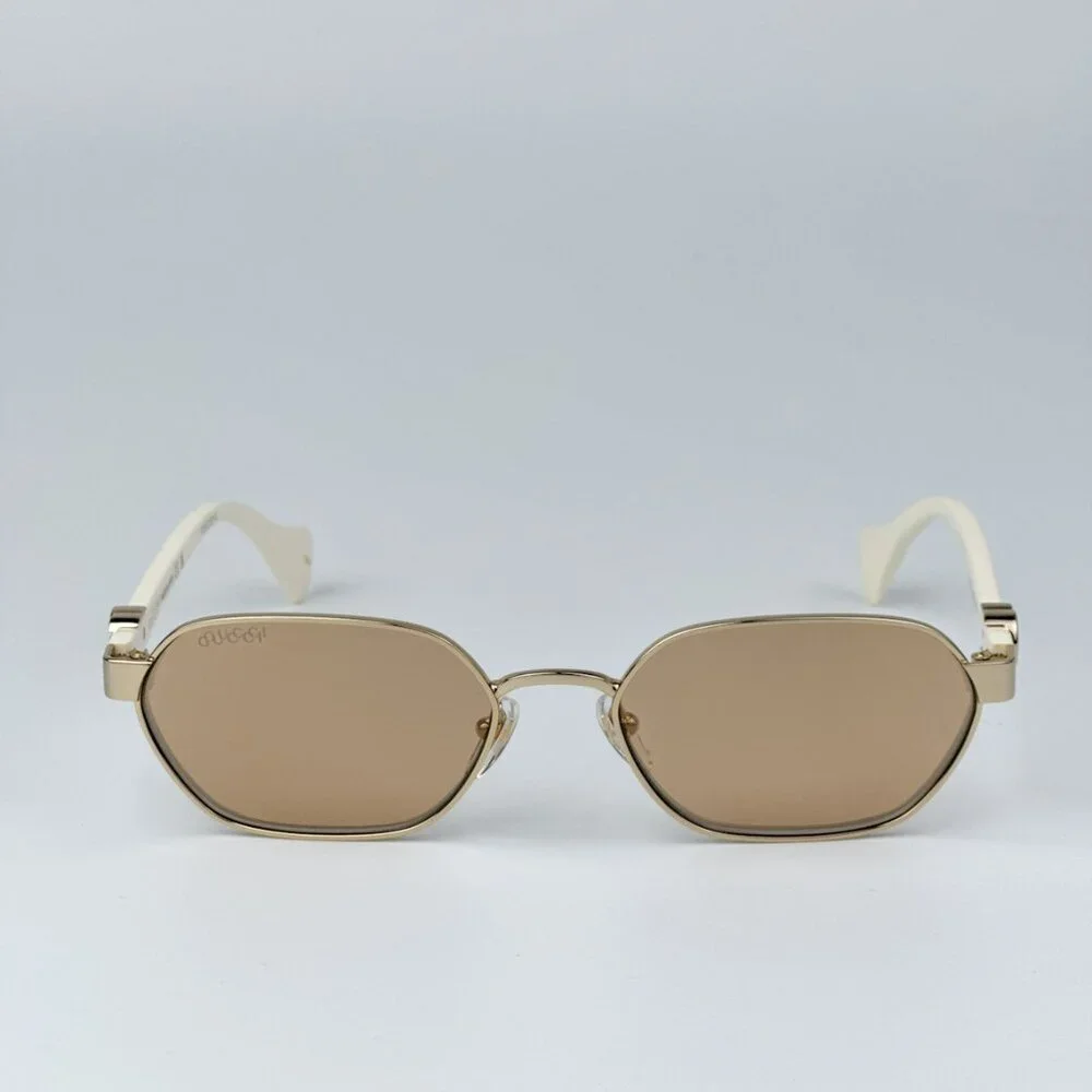Gucci GG1593S 002 BRAND NEW Sunglasses Gold Ivory Pink  Geometric Unisex